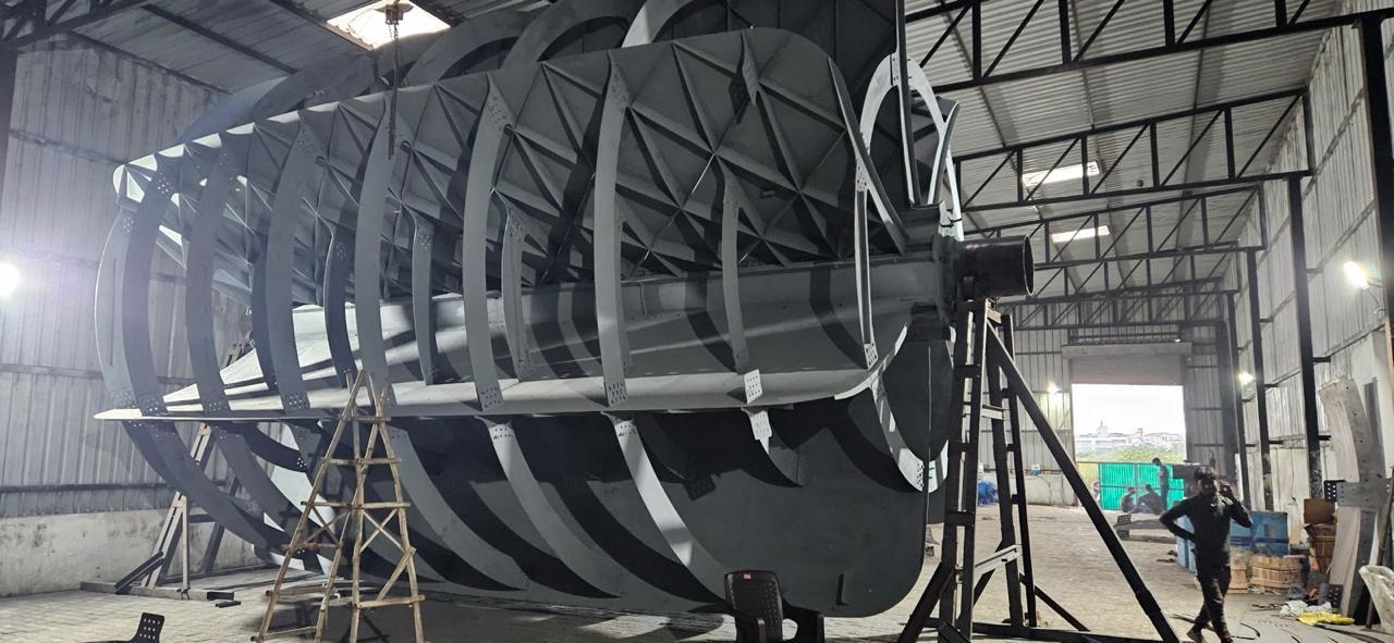 Large hydro turbine frame under fabrication at the U.S.T Enterprises workshop